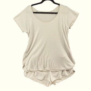 LAKE Pajama Set White & Beige Striped